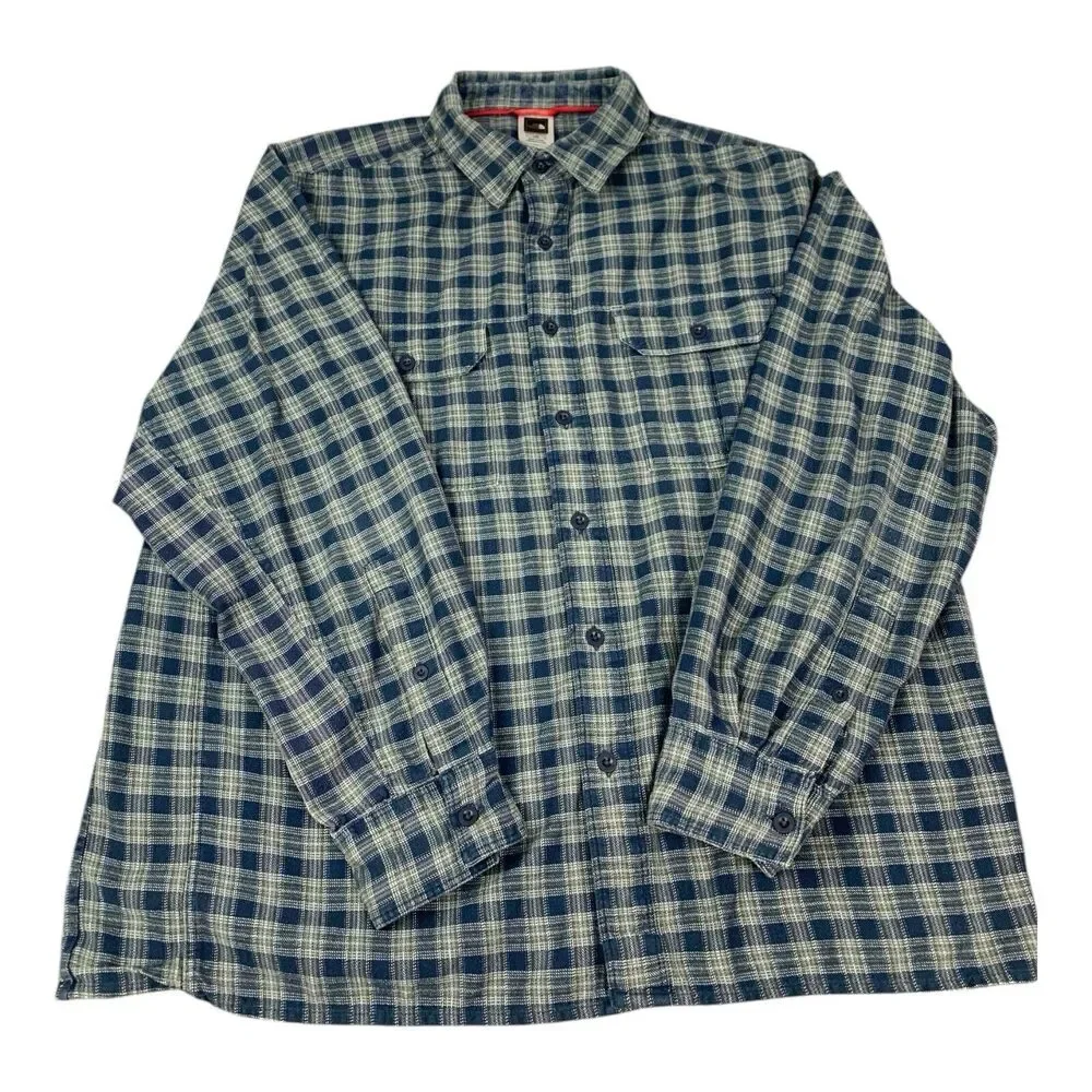 The North Face Flannel Shirt, Long Sleeve, Blue Plaid, Men’s Size Large